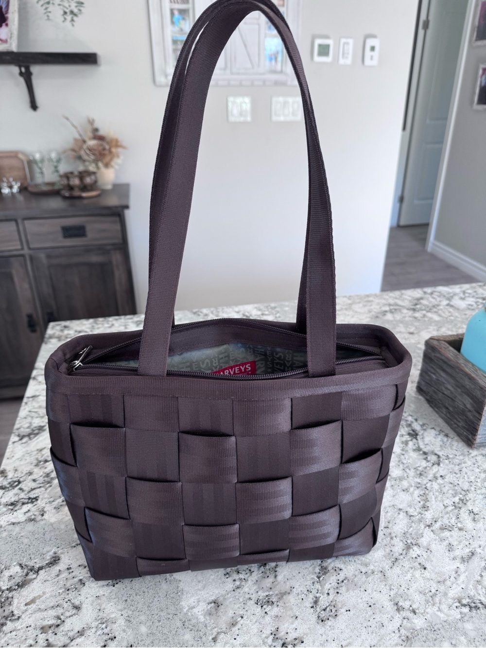 Harveys Woven Seatbelt Tote in Chocolate Brown